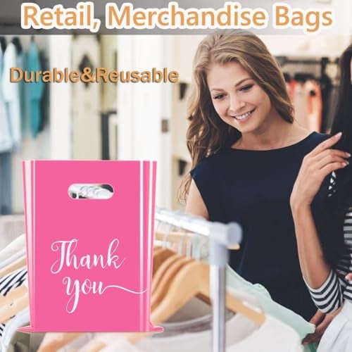 Cupplation Pink Thank You Merchandise Bags Large 9x12 inches,100 Pack, Retail Plastic Shopping Merchandise Gift Bags Tear Resistant Strong Durable Anti Stretch, 100% Recyclable (100) - Image 3