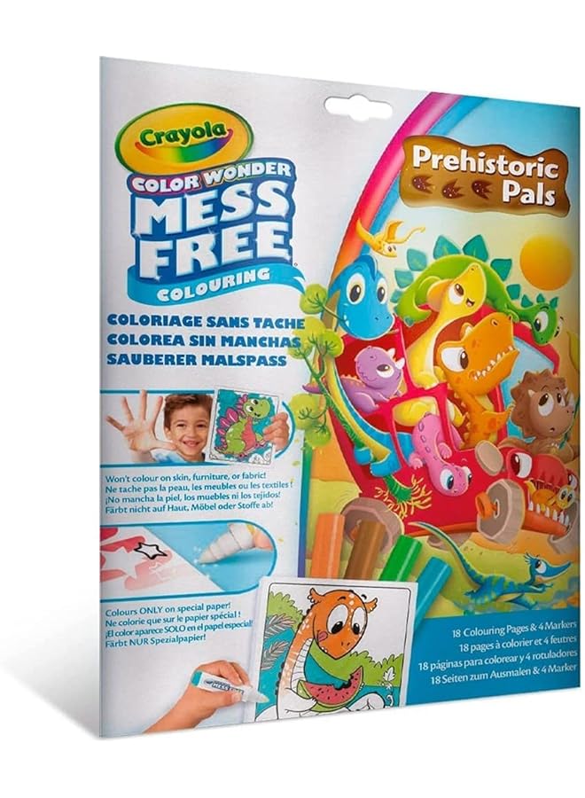 كرايولا مجموعة تلوين الديناصورات الرائعة من كولور ووندر، تلوين خالٍ من الفوضى للأطفال، 18 صفحة تلوين مليئة بالمرح - Image 1