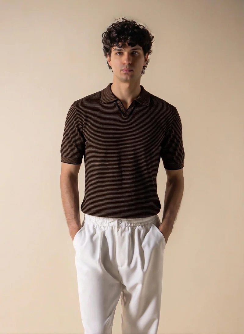 شايبس STRIPE RIBBED POLO SHIRT