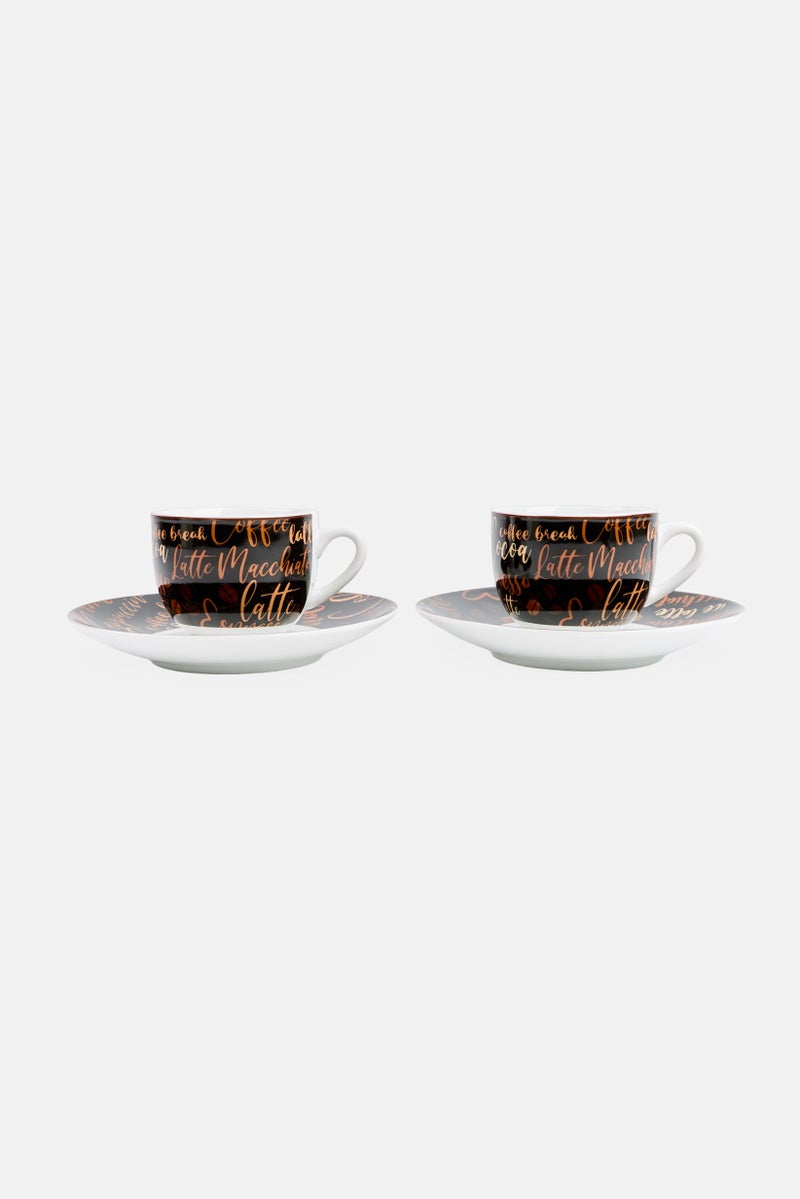 Ritzenhoff & Breker 4 Piece Printed Porcelain Saucer And  Espresso Cups 90ml, Multicolor  - Image 1