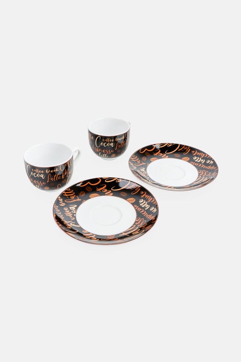 Ritzenhoff & Breker 4 Piece Printed Porcelain Saucer And  Espresso Cups 90ml, Multicolor  - Image 2