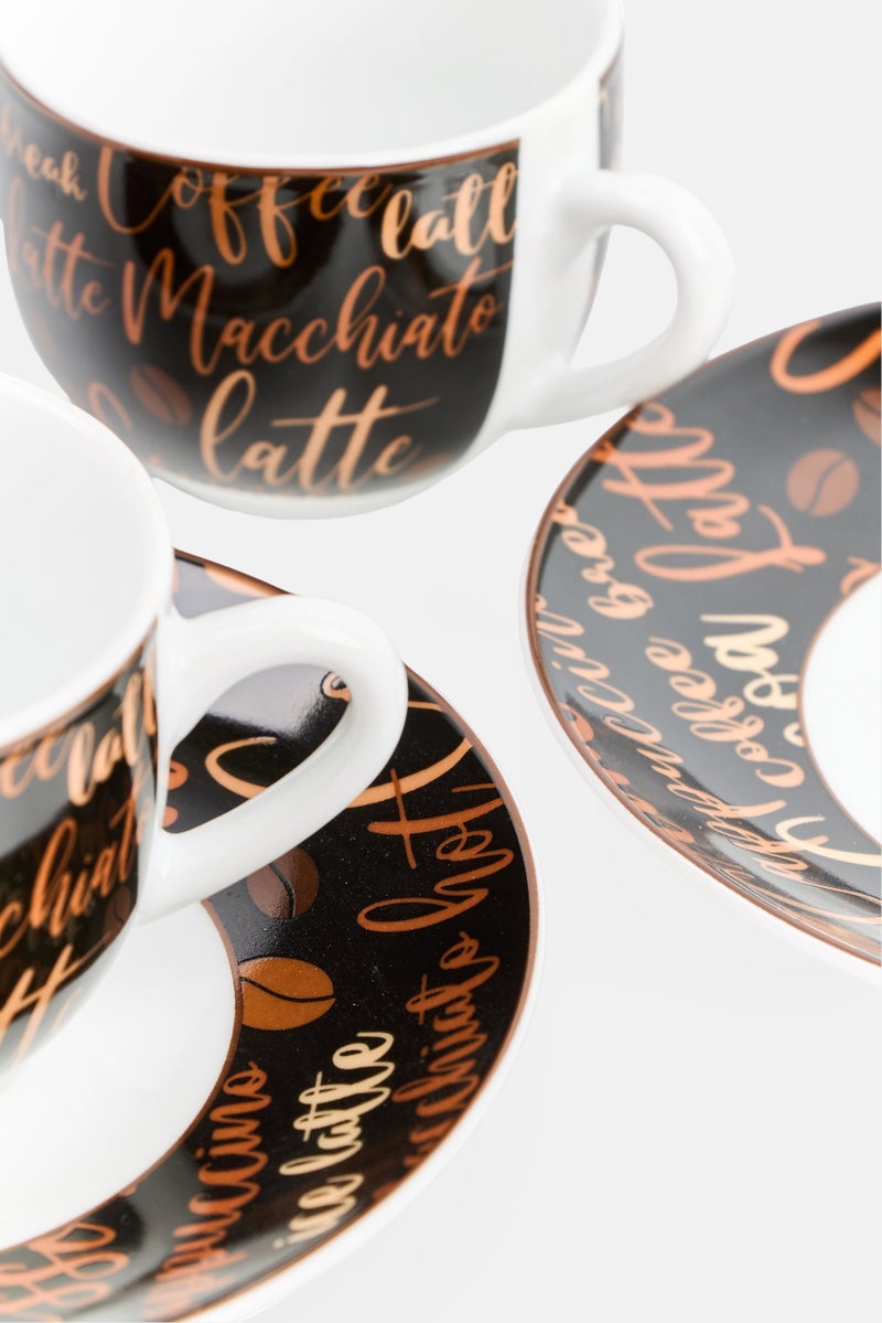 Ritzenhoff & Breker 4 Piece Printed Porcelain Saucer And  Espresso Cups 90ml, Multicolor  - Image 3