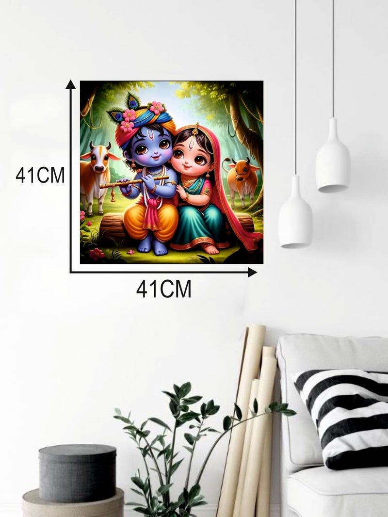 Decals Creation Blue Baal Krishna Bashuri And Radha God Wall Poster For Living Room, Kids Room, Office (Size - 41CM X 41CM) - Image 4