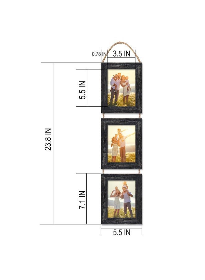 VMUZEDER 4x6 Wall Hanging Picture Frames Collage with 3 Opening Frames Black - Image 2