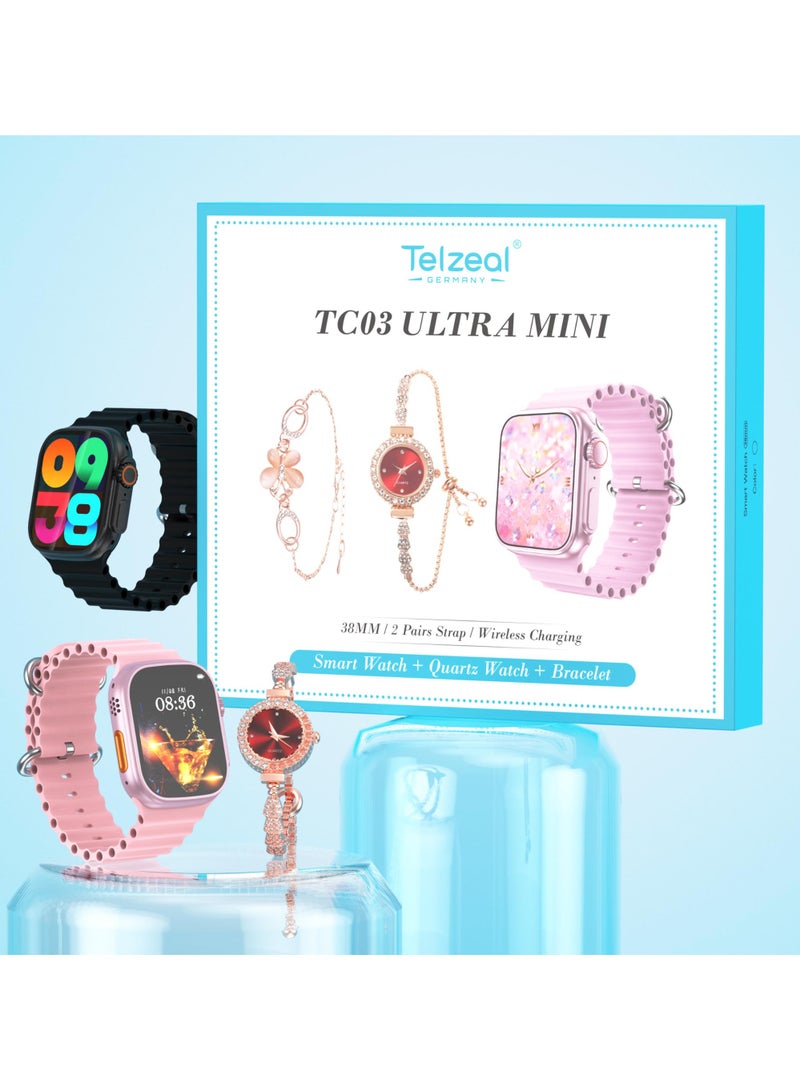 Telzeal Women's Pink Color Smartwatch With Bracelet - Image 2