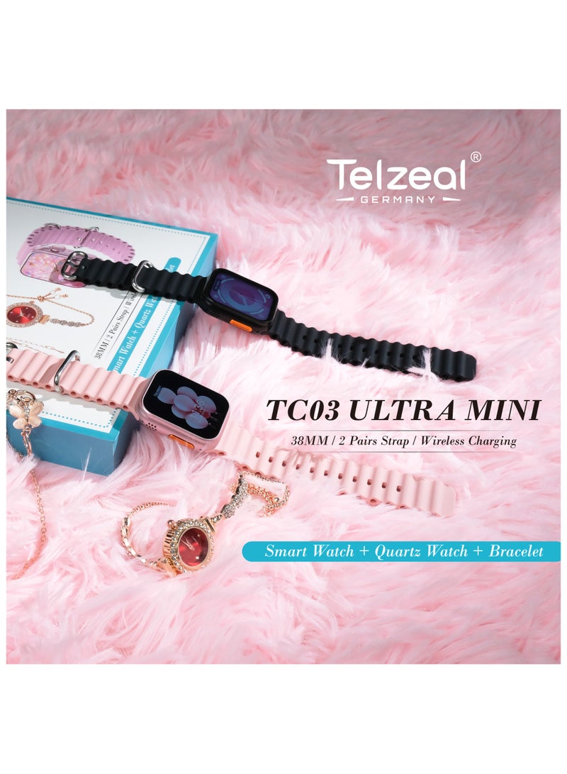 Telzeal Women's Pink Color Smartwatch With Bracelet - Image 3
