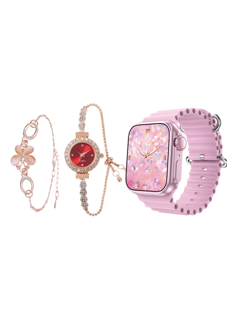 Telzeal Women's Pink Color Smartwatch With Bracelet - Image 4