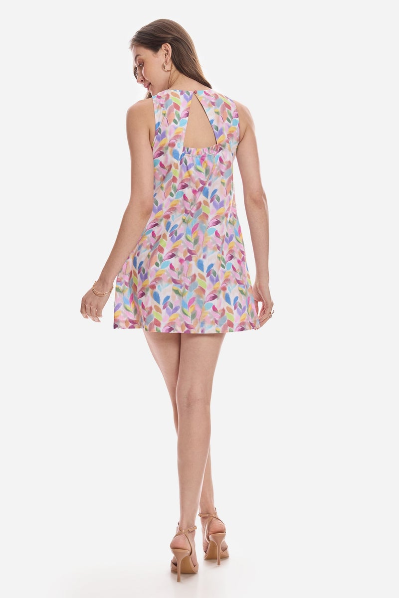 Virgio Floral Cotton Tent Mini Dress for Women - Image 5