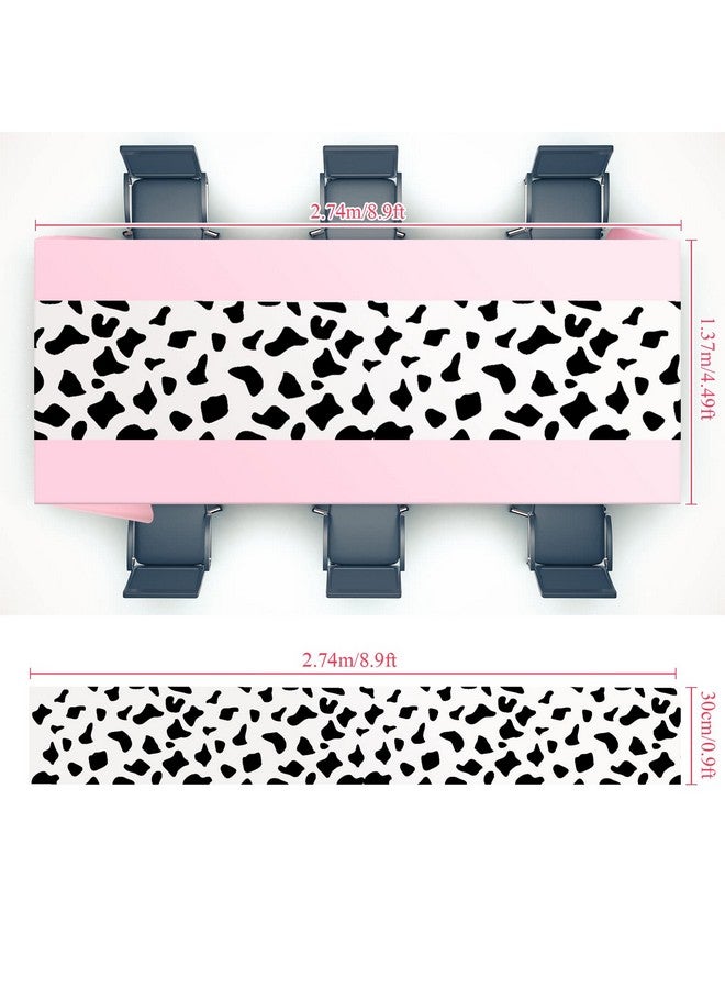 Remagr 54 x 108 Inch Cowboy Tablecloth Cow Table Runner Table Cover Rectangular Table Cloth Birthday Party Decorations and Supplies for Boy Baby Shower Birthday Home Kitchen (Pink Elegant Pattern, 3 Pcs) - Image 3