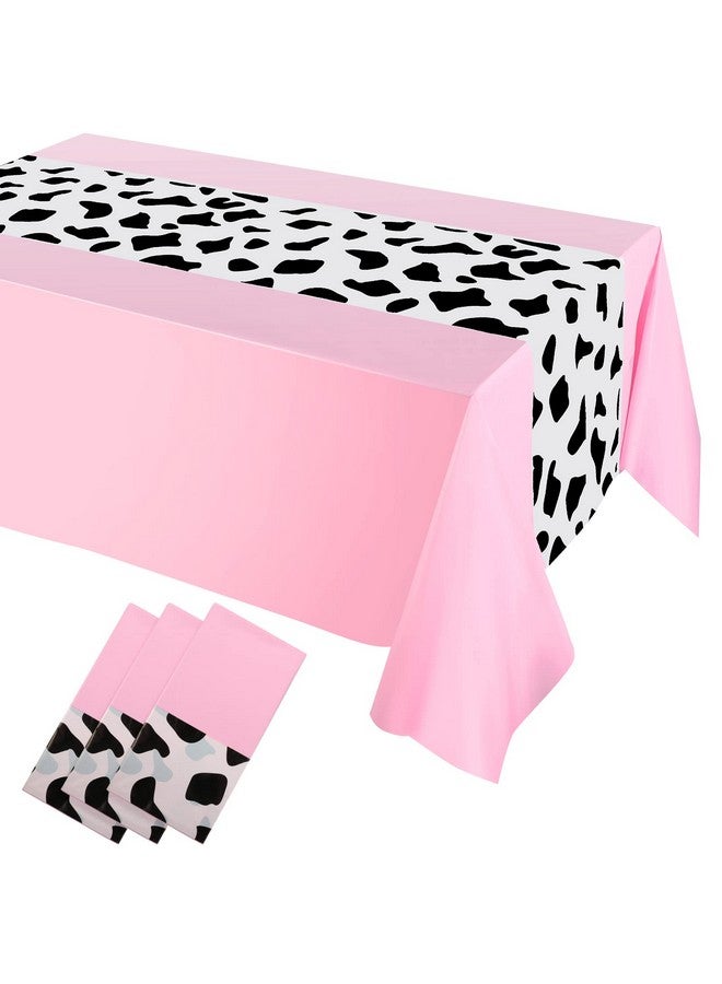 Remagr 54 x 108 Inch Cowboy Tablecloth Cow Table Runner Table Cover Rectangular Table Cloth Birthday Party Decorations and Supplies for Boy Baby Shower Birthday Home Kitchen (Pink Elegant Pattern, 3 Pcs) - Image 1