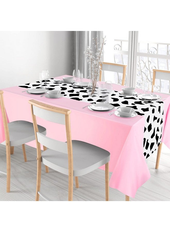 Remagr 54 x 108 Inch Cowboy Tablecloth Cow Table Runner Table Cover Rectangular Table Cloth Birthday Party Decorations and Supplies for Boy Baby Shower Birthday Home Kitchen (Pink Elegant Pattern, 3 Pcs) - Image 5