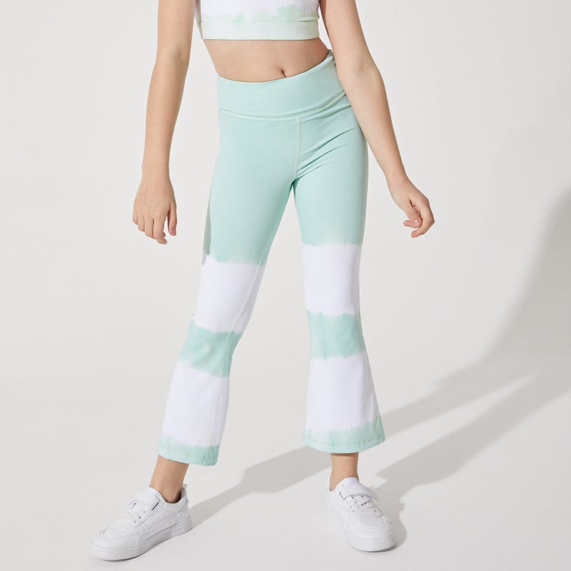Ink Print Kids Fitness Flared Pants Set Starry Mint
