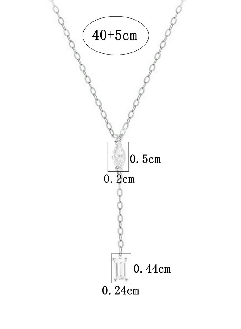 A full-body 925 silver tassel drop diamond pendant necklace gift box, fashionable and generous, holiday date, gift, temperament, versatile girl - Image 4