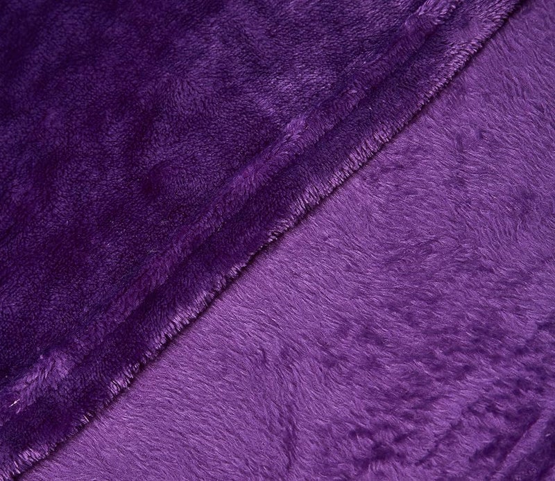 لوكشري بطانية فاخرة بلون بنفسجي، مقاس كينج (King Size)، 210 × 230 سم، مصنوعة من الصوف الناعم - Image 2