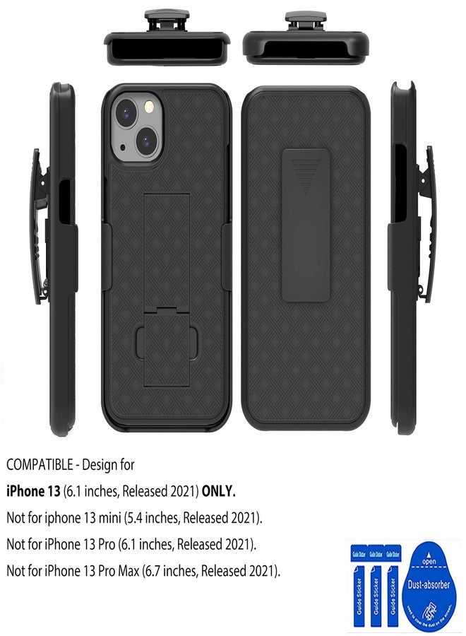 Ailiber Compatible with iPhone 13 Case, iPhone 13 Case Holster with Screen Protector, Swivel Belt Clip, Kickstand Holder, Slim Shockproof Shell Slide Pouch Phone Cover for iPhone 13 6.1 inch -Black - Image 2
