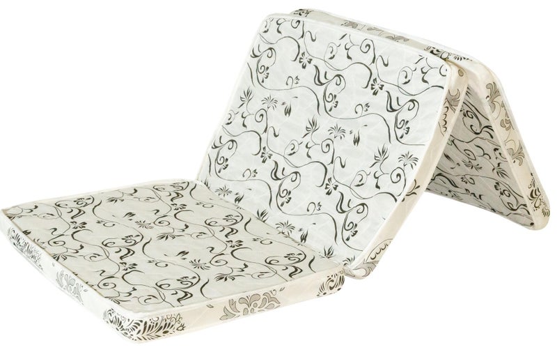 THE MATTRESS FACTORY Tri Fold Portable Mattress Foldable Foam Sleeping Mat with Lightweight & Space-Saving Design for Home, Camping & Guests Floral Pattern - Image 1