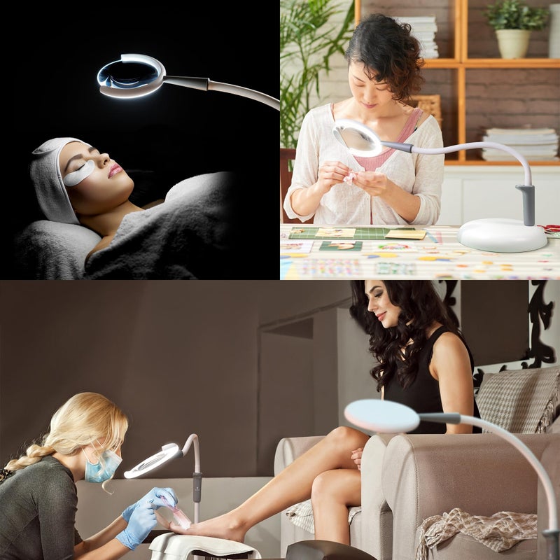 Daylight Company - Magnificent Pro - Magnifying lamp, Bright 6,000K Daylight LEDs, CRI 95+, 3 in 1 Lamp, 1.75X semi-Rimless Lens, Lumens: 600, White - Image 3