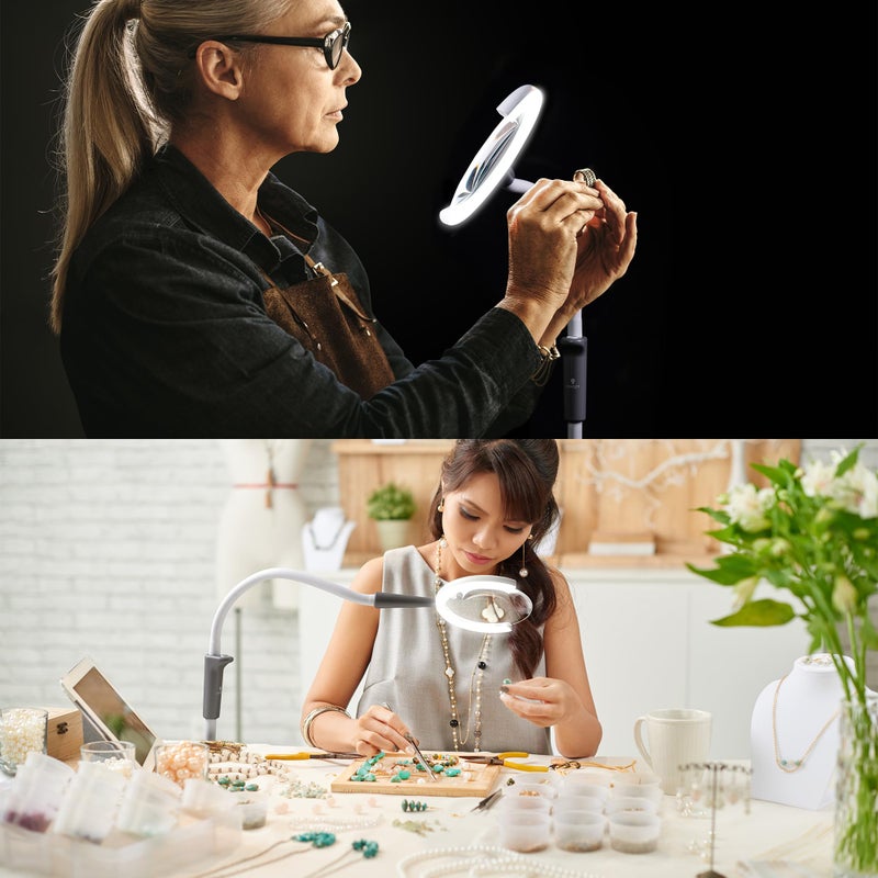 Daylight Company - Magnificent Pro - Magnifying lamp, Bright 6,000K Daylight LEDs, CRI 95+, 3 in 1 Lamp, 1.75X semi-Rimless Lens, Lumens: 600, White - Image 4