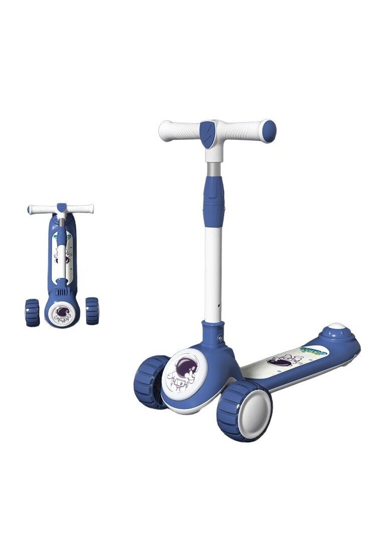 Scooter for kids 2-8 years luminous wheels with light and music blue