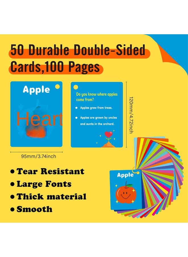 Bluejw Q & A Card 50 Children's Food Flash Card Flashcard Gourmet Fruit Puzzle Early Education Cognitive Card - Image 3