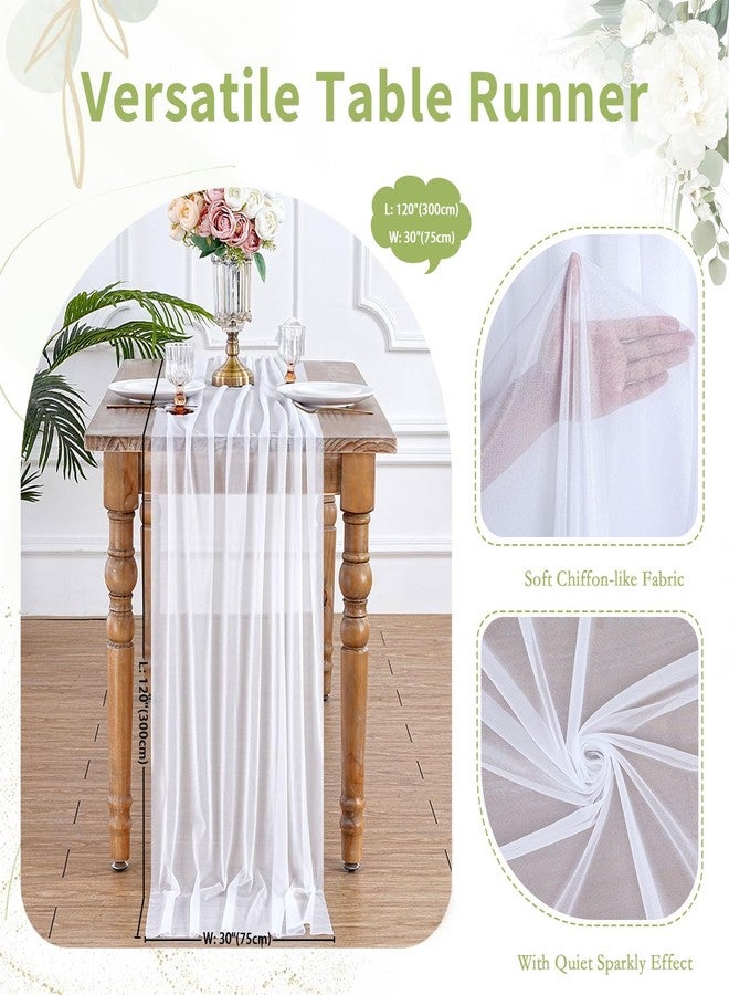 LuoluoHouse Boho Gauze Cheesecloth White Table Runner: 120 Inch Seasonal Fabric Kitchen Dining Wedding Holiday Table Decor for Home Party Indoor Outdoor - Image 5