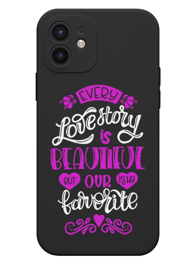 Theodor Protective Slim Fit Case Liquid Silicone Cover with Full Body Protection Anti-Scratch Shockproof Case For iPhone 12 Black  - Expedition - Image 1