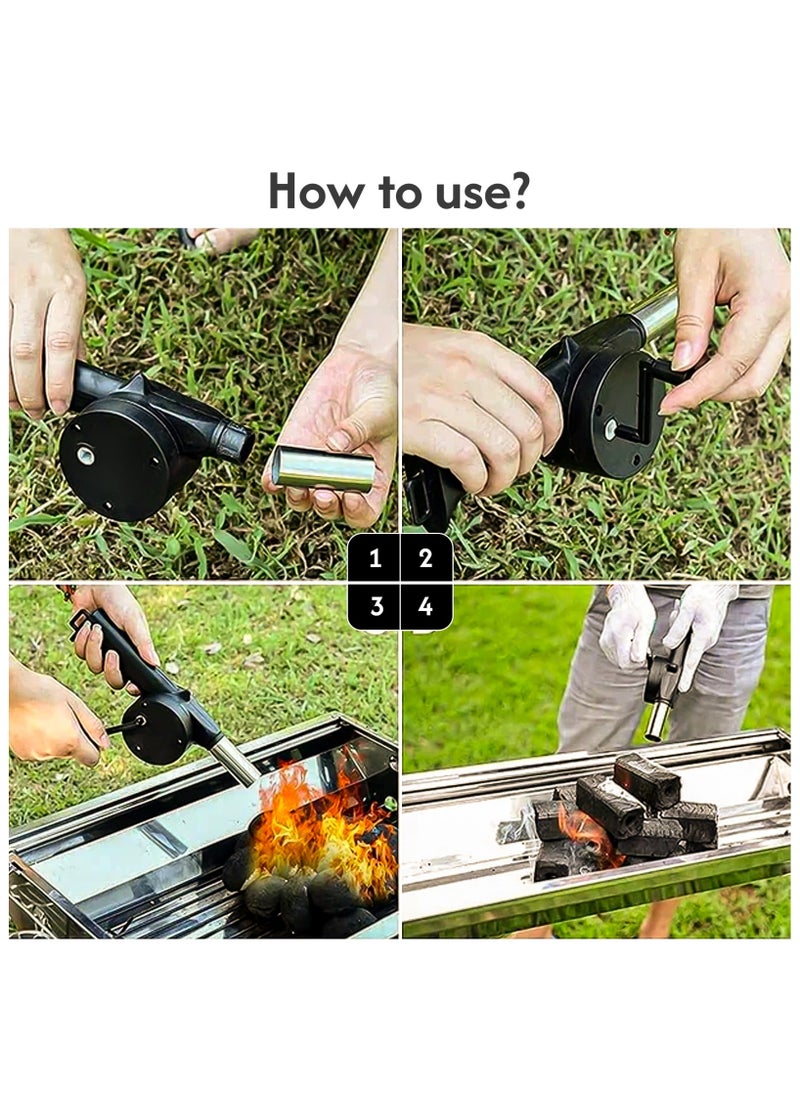 HOT GRILL Manual BBQ Fan with Air Blower - Fire Starter, Charcoal Grill, Camping Fan, Portable Fan with Light, and Outdoor Grill  - Image 5