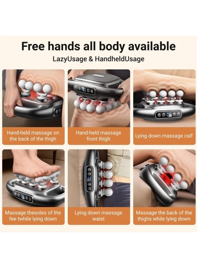 والالا مجموعة مسدس تدليك مكونة من 16 رأسًا، مسدس تدليك للأنسجة العميقة للرقبة مزود بـ 16 رأسًا، للأنسجة العميقة والظهر والكتفين والساقين وتسكين الألم، لون رمادي - Image 2