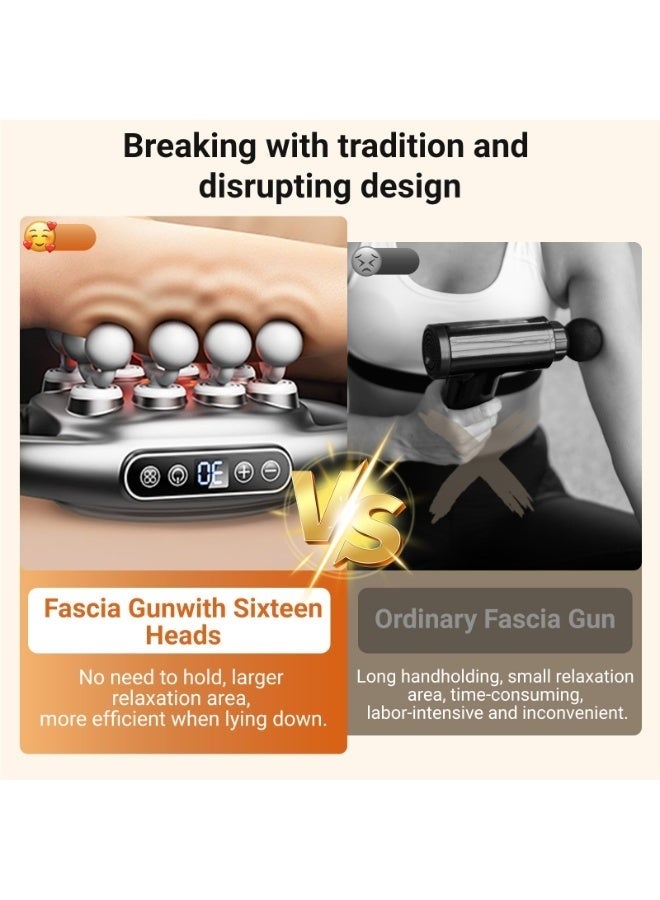 والالا مجموعة مسدس تدليك مكونة من 16 رأسًا، مسدس تدليك للأنسجة العميقة للرقبة مزود بـ 16 رأسًا، للأنسجة العميقة والظهر والكتفين والساقين وتسكين الألم، لون رمادي - Image 4