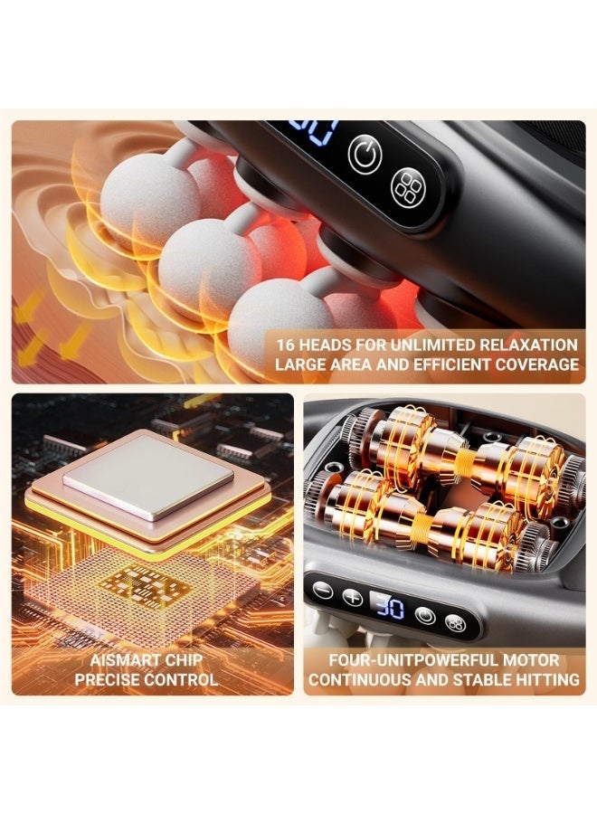 والالا مجموعة مسدس تدليك مكونة من 16 رأسًا، مسدس تدليك للأنسجة العميقة للرقبة مزود بـ 16 رأسًا، للأنسجة العميقة والظهر والكتفين والساقين وتسكين الألم، لون رمادي - Image 5