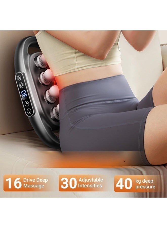 والالا مجموعة مسدس تدليك مكونة من 16 رأسًا، مسدس تدليك للأنسجة العميقة للرقبة مزود بـ 16 رأسًا، للأنسجة العميقة والظهر والكتفين والساقين وتسكين الألم، لون رمادي - Image 3