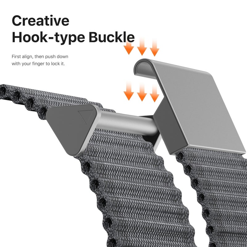 erorex For Apple Watch Se 2022 44Mm Yc Series Ocean Nylon Watch Band(Dark Grey) - Image 5