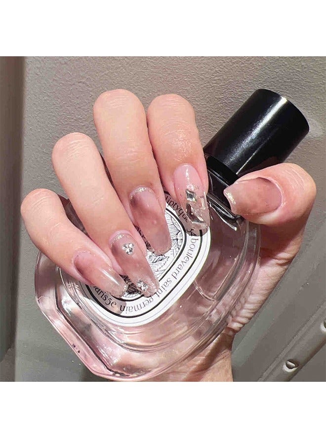 Generic Whitening Temperament Nails Short Fake Nails Glitter French Acrylic Fake Nails Artificial Gloss Nail Glue Full Coverage Nail Stickers Women's Nail Art Decoration 24 Pieces  - Image 4