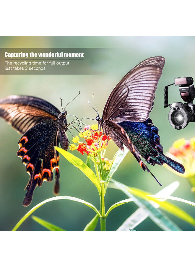 YONGNUO YONGNUO Professional YN14EX II Macro Ring Flash Light Kit with Large Size LCD Display Adapter Rings Color Temperature Filters Hot Shoe Mount Support M/TTL Flash for DSLR Cameras  - Image 4