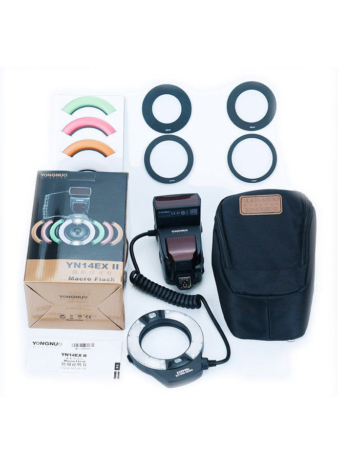 YONGNUO YONGNUO Professional YN14EX II Macro Ring Flash Light Kit with Large Size LCD Display Adapter Rings Color Temperature Filters Hot Shoe Mount Support M/TTL Flash for DSLR Cameras  - Image 5