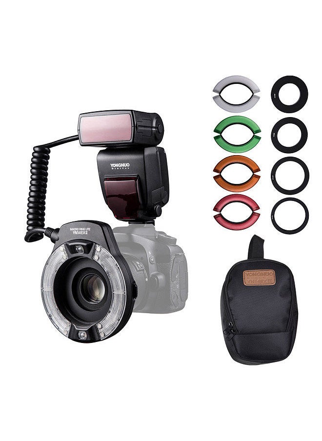 YONGNUO YONGNUO Professional YN14EX II Macro Ring Flash Light Kit with Large Size LCD Display Adapter Rings Color Temperature Filters Hot Shoe Mount Support M/TTL Flash for DSLR Cameras  - Image 2