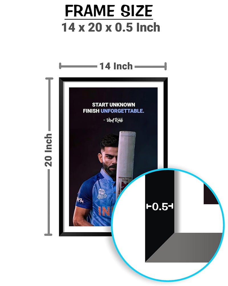 DBrush Virat Kohli Motivational Quotes frames for Office Student Cricketer Framed posters with frame quotes wall painting photos with quotes 14x20 Inces Laminated Coated - Image 3