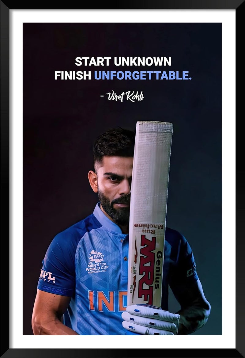 DBrush Virat Kohli Motivational Quotes frames for Office Student Cricketer Framed posters with frame quotes wall painting photos with quotes 14x20 Inces Laminated Coated - Image 1