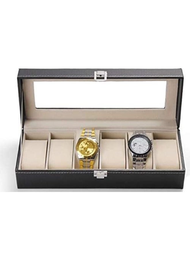 Watch storage box with 6 compartments for storing and organizing watches. - Image 1