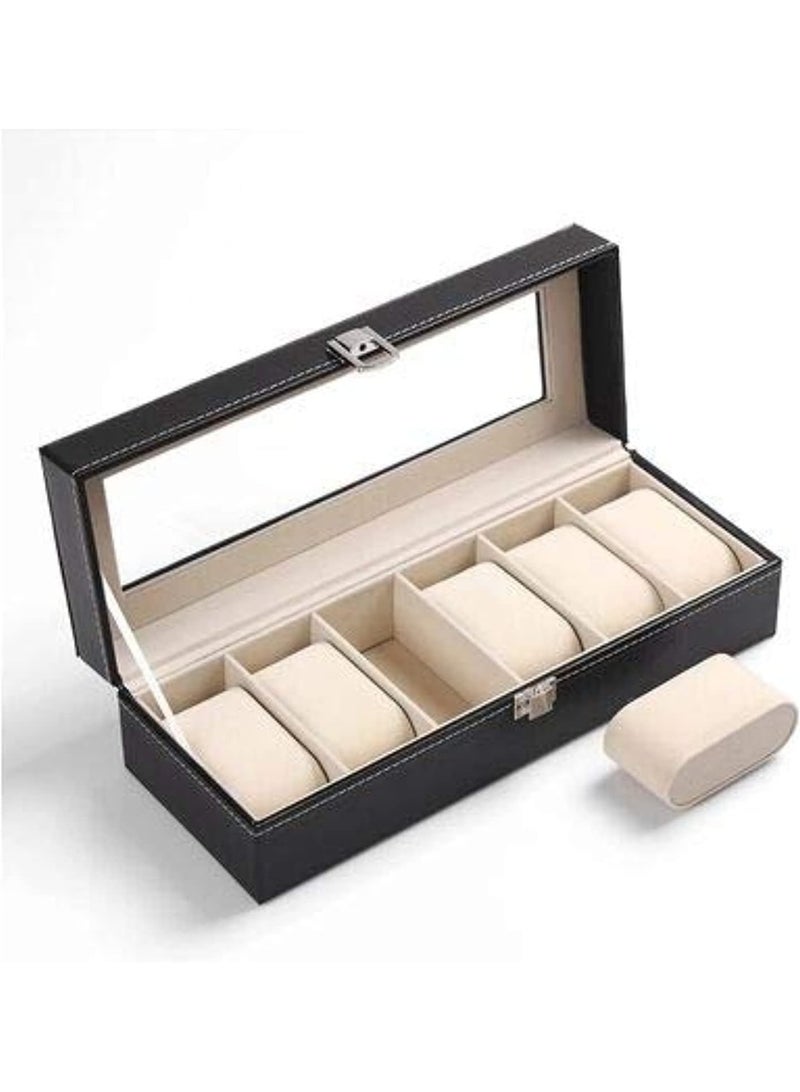 Watch storage box with 6 compartments for storing and organizing watches. - Image 2