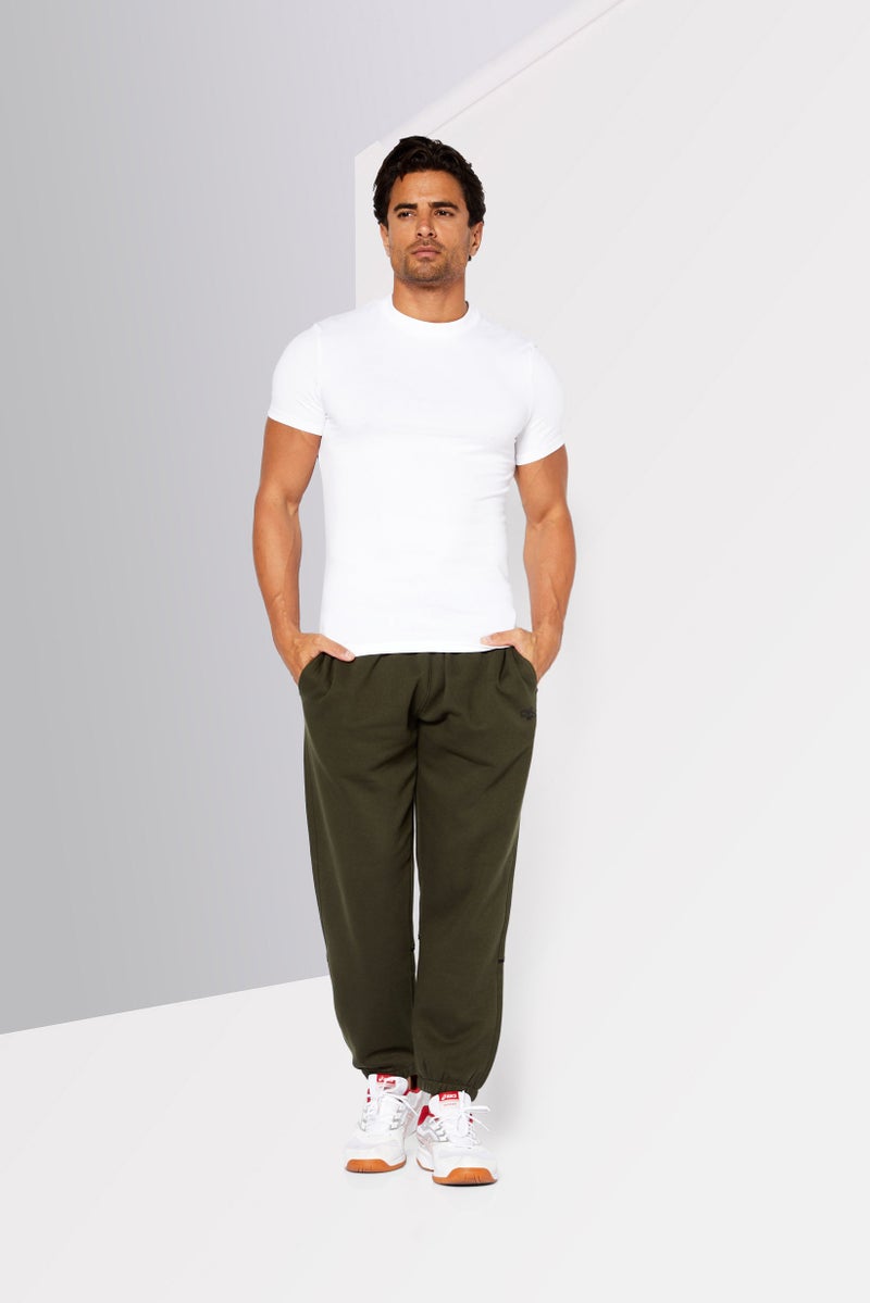 DKNY Sport Men Relaxed Fit Brand Logo Training Jogger Pant, Army Green  - Image 4