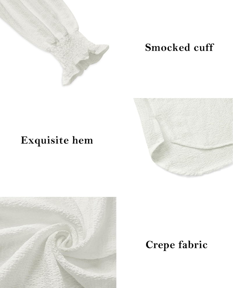 Gleeivy White Button Down Shirt Women Dressy Casual Long Sleeve Puff V-Neck High Low Hem French Office Casual Business Solid Professional Interview Tops 2026 Fall Wrinkle Free - Image 5