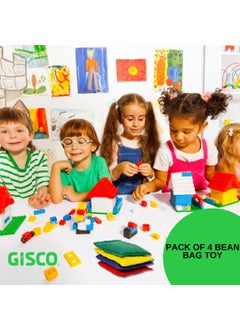 GISCO GISCO Educational Shape Bean Bag Learning Toy for Kids Made of Cotton Used for Physical Education Outdoor Hand toss Games Fun Activities Equipment for Kids Set of 4 Multicolour Rectangle  - Image 2