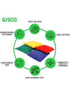 GISCO GISCO Educational Shape Bean Bag Learning Toy for Kids Made of Cotton Used for Physical Education Outdoor Hand toss Games Fun Activities Equipment for Kids Set of 4 Multicolour Rectangle  - Image 5