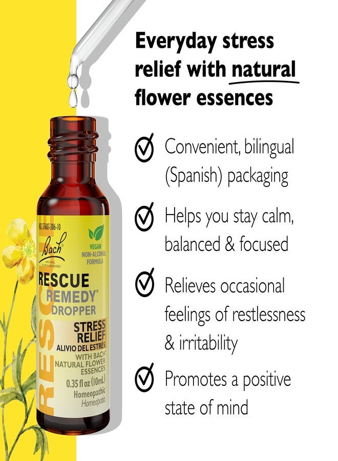 RESCUE Bach Rescue Remedy Dropper 10mL, Natural Stress Relief, Homeopathic Flower Essence, Vegan, Gluten & Sugar-Free, Non-Habit Forming (Non-Alcohol Formula) - Image 2