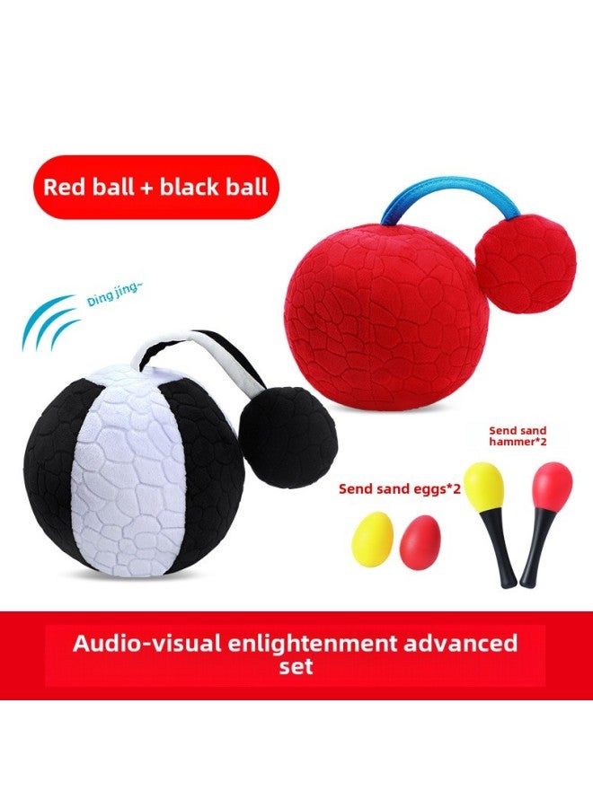 Newborn Baby Red Ball Hand Catch Ball Chase Vision System Training Can Bite 2 Months 3 Small 8 Baby Toy 6 Black-Color:Black And White Ball + Bell Ball + Dumbbell - Image 2