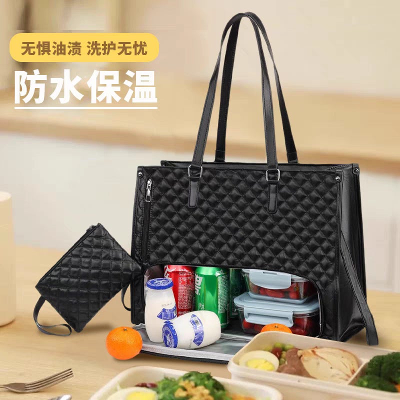 New Product 2 in 1 Handbag Lunch Bag Combination Bag Large Tote Bag Ladies Insulated Lunch Box Female Messenger Computer Bag - Image 2