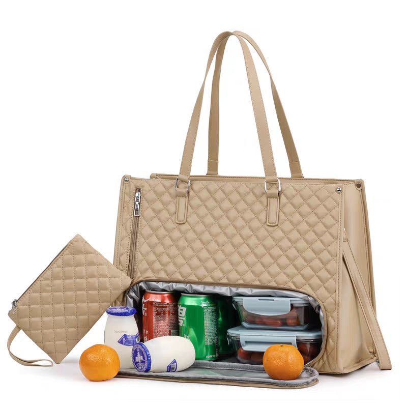 New Product 2 in 1 Handbag Lunch Bag Combination Bag Large Tote Bag Ladies Insulated Lunch Box Female Messenger Computer Bag - Image 5