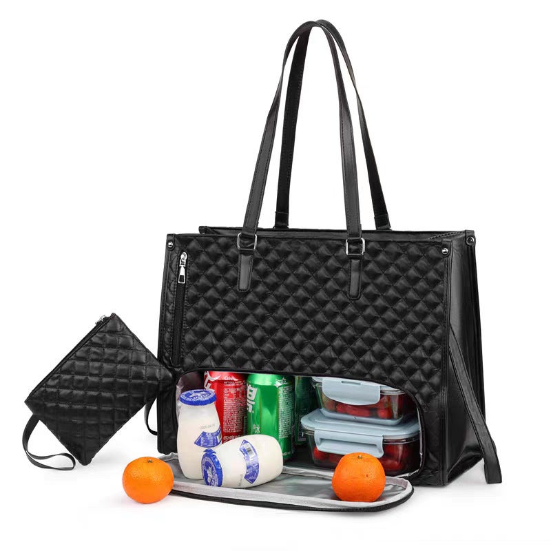 New Product 2 in 1 Handbag Lunch Bag Combination Bag Large Tote Bag Ladies Insulated Lunch Box Female Messenger Computer Bag - Image 4