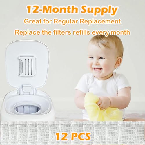 AFJWUZ 12 Pack Odor Removing Refills for Playtex Diaper Genie Complete and Expressions Pail, Diaper Pail Odor Absorber Carbon Filter Refills for Diaper Genie Systems - Image 5